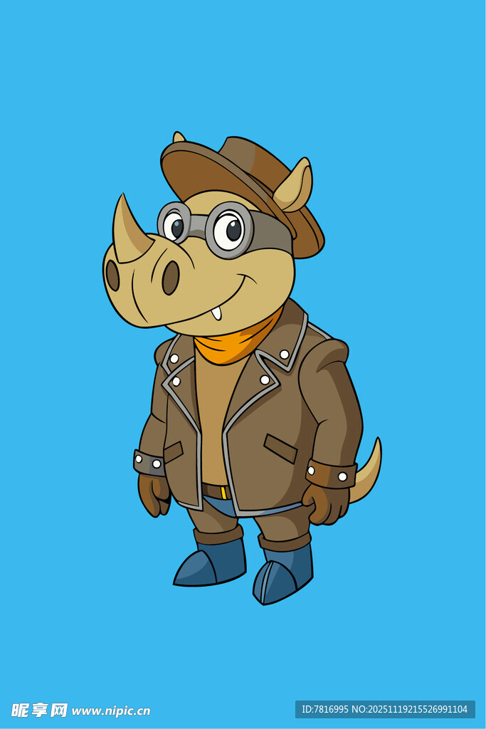 戴帽犀牛牛仔形象