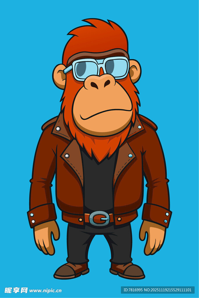 穿皮衣的酷感卡通猩猩