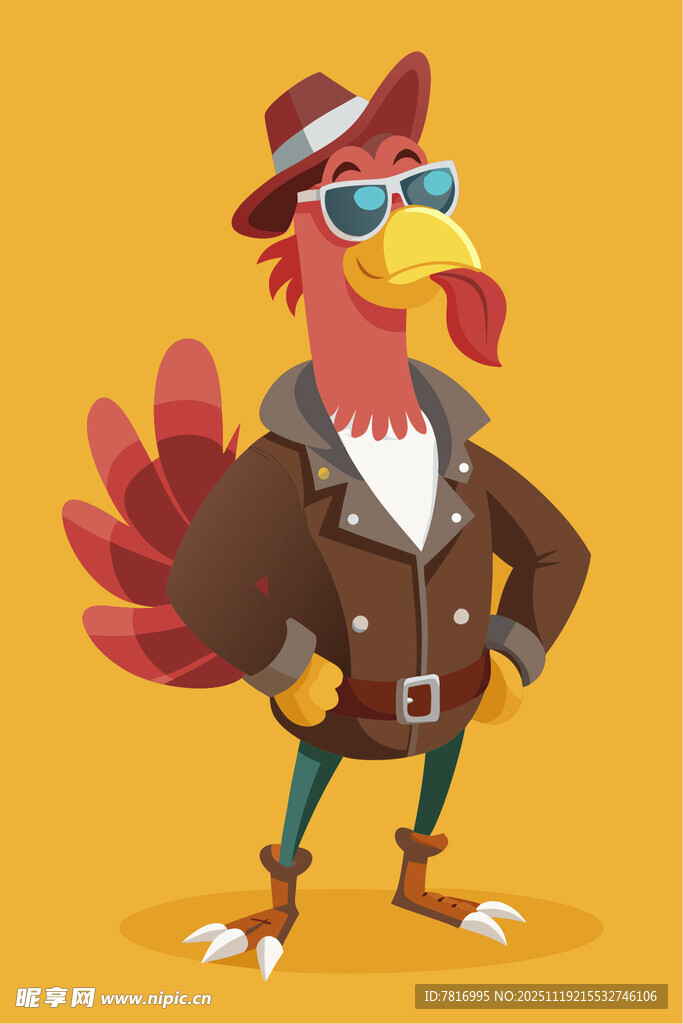 时髦公鸡牛仔形象