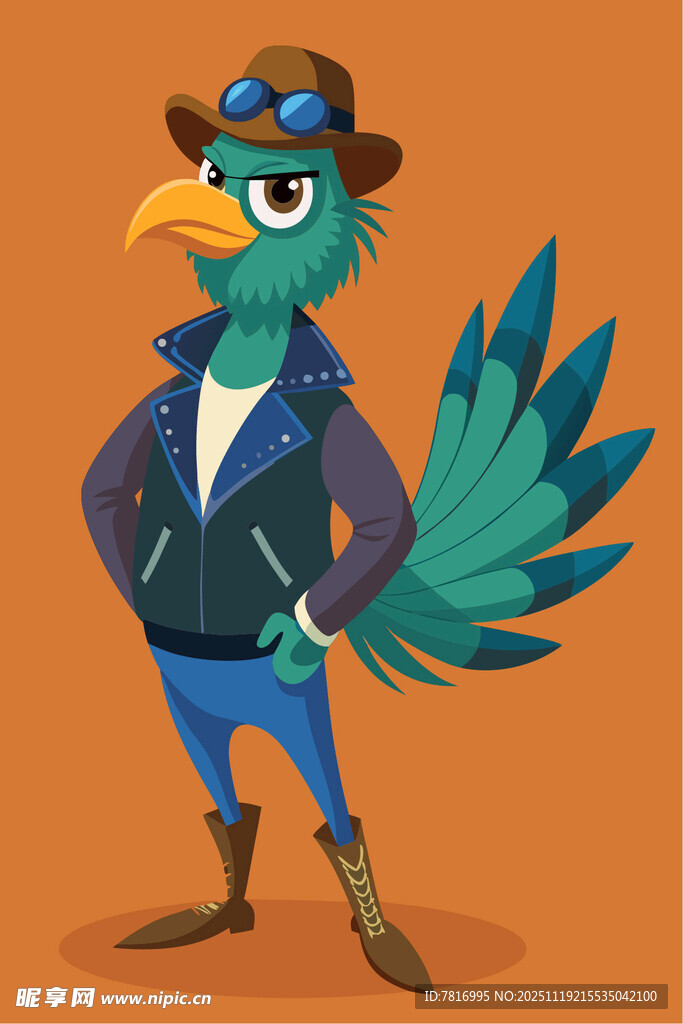 时尚鹦鹉牛仔形象