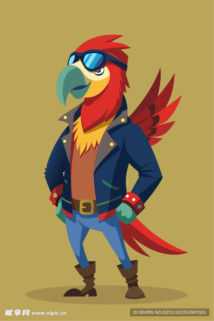 时尚鹦鹉牛仔造型