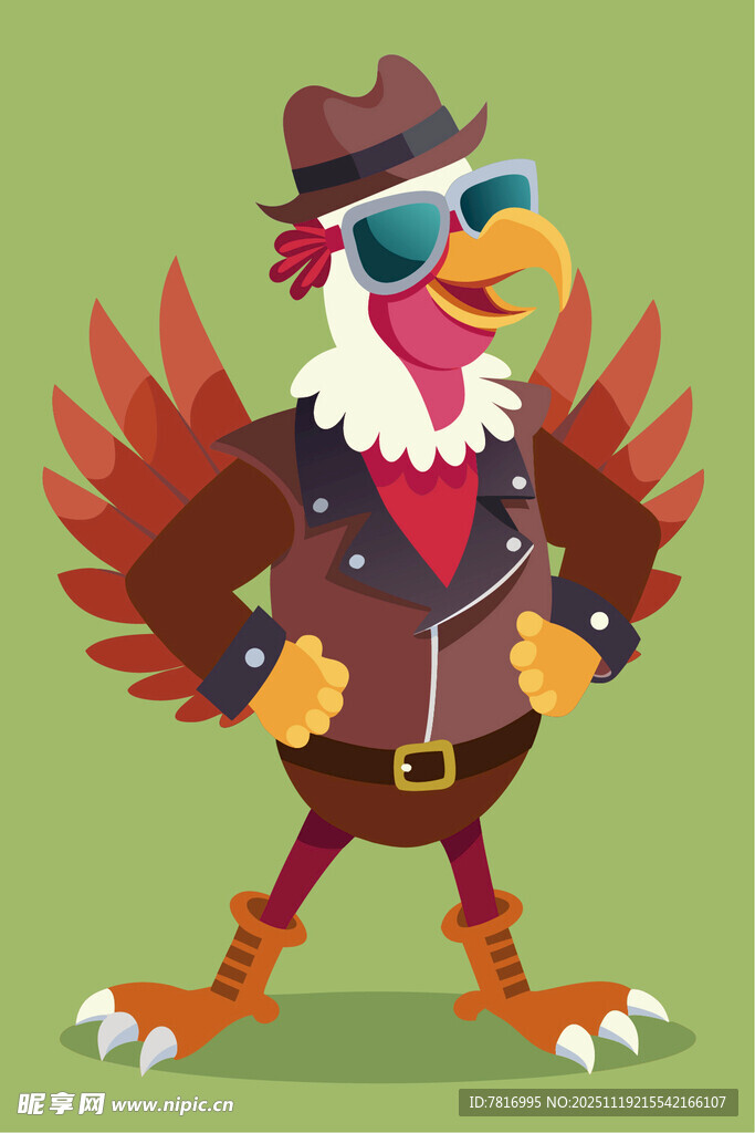 时髦火鸡牛仔形象