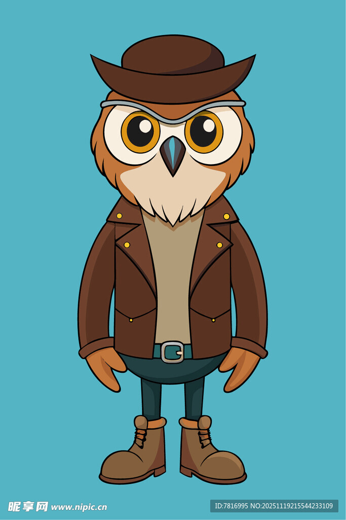时尚装扮的猫头鹰卡通形象