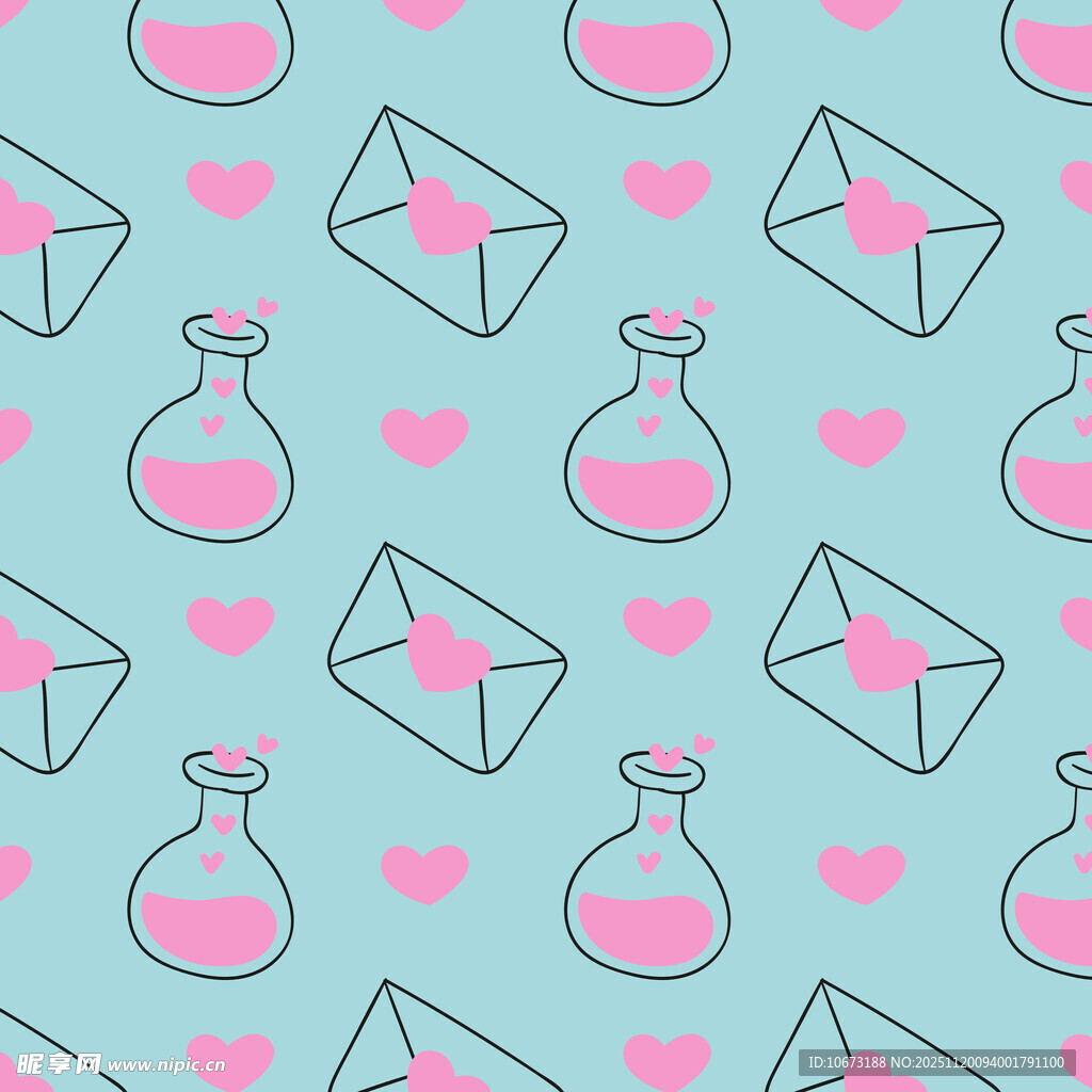 粉色瓶信爱心图案背景