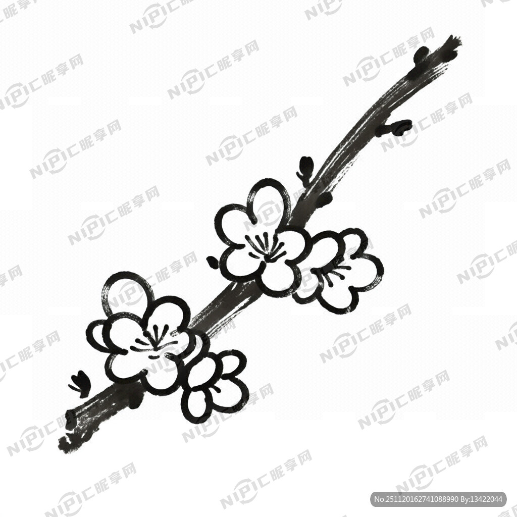 一枝梅花简笔画