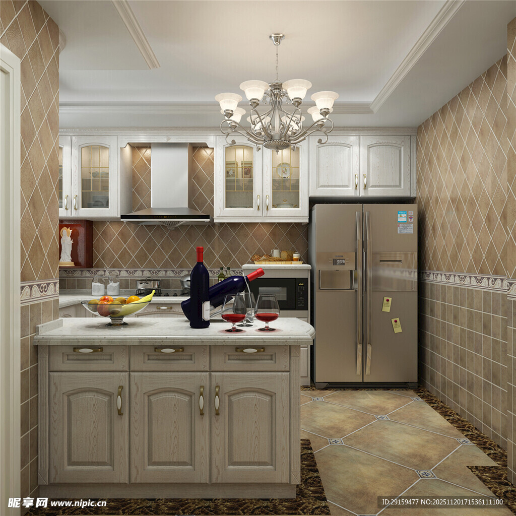 现代欧式风格开放式厨房