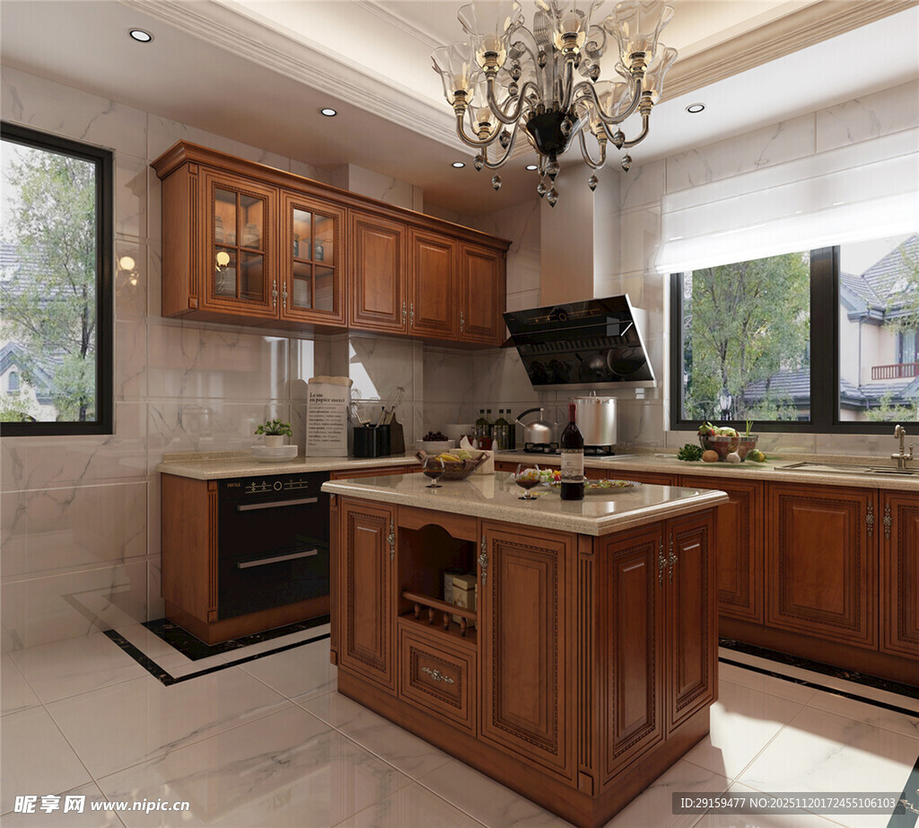 豪华木质厨房室内设计