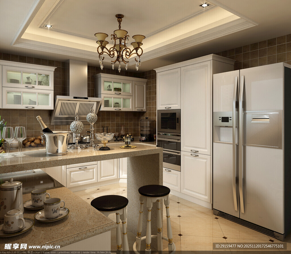 现代时尚开放式厨房空间