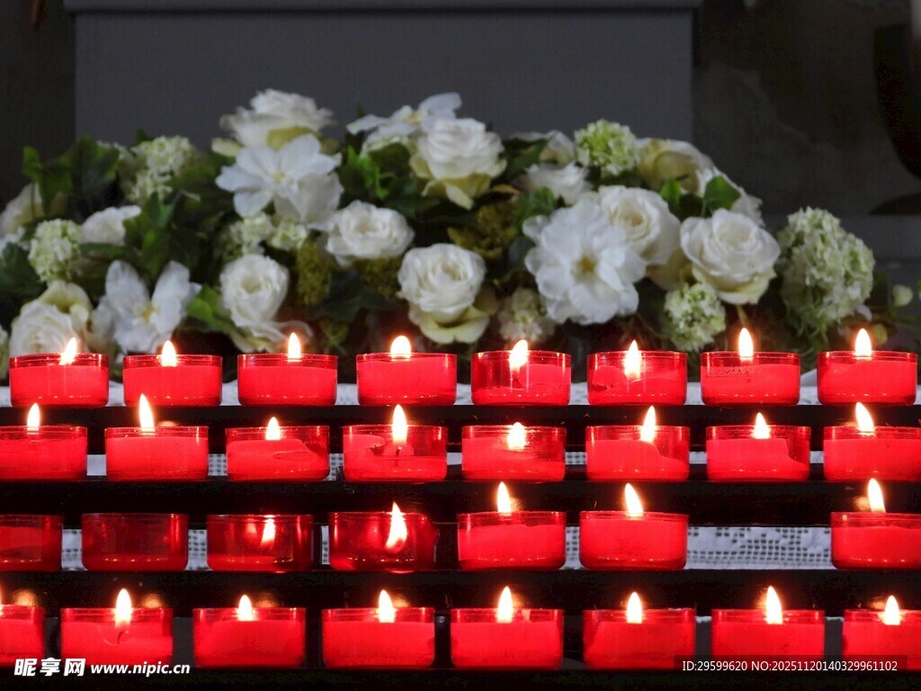 烛光白花寄哀思