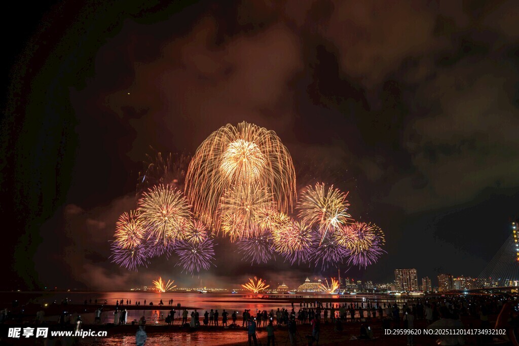 夜空中绚烂的烟花绽放