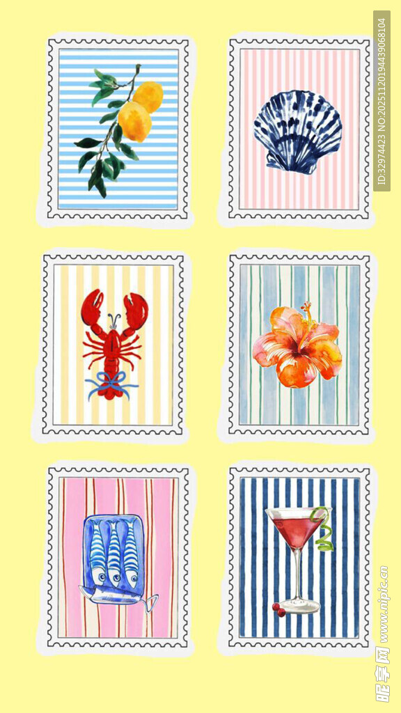 多彩海洋主题装饰图案