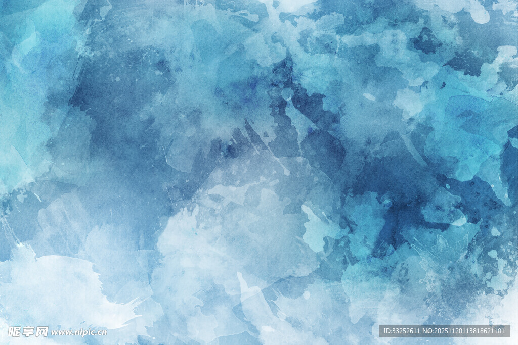 梦幻蓝调水彩背景纹理