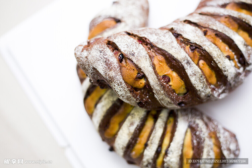 巧克力条纹面包特写
