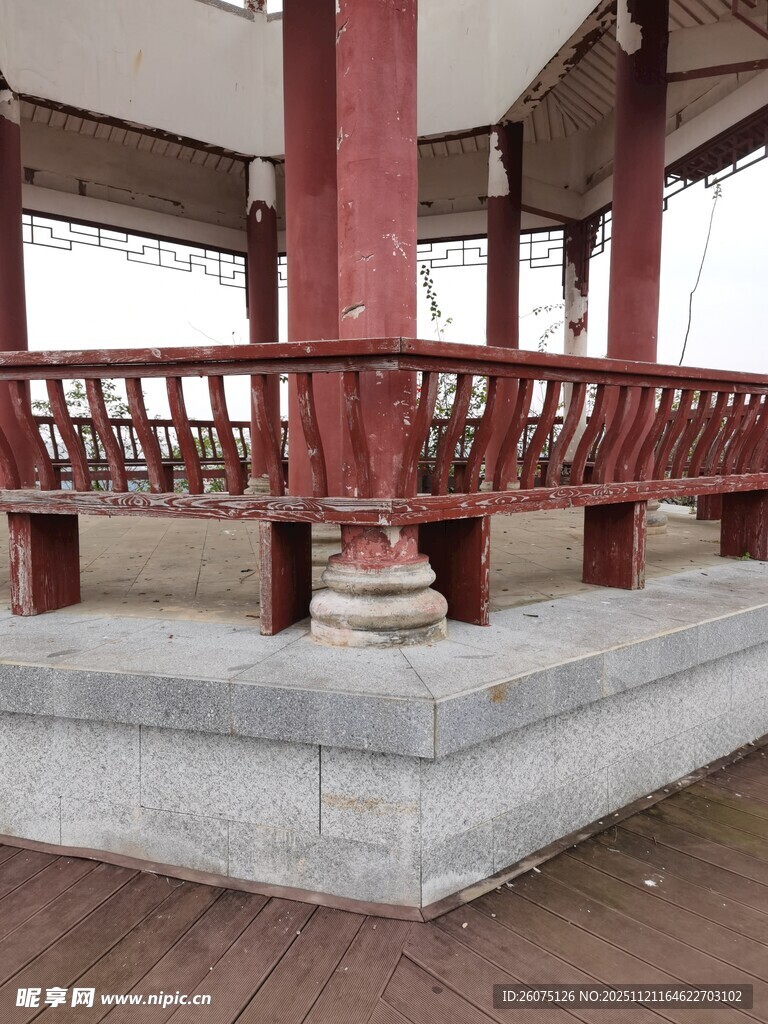 中式凉亭木质结构景观