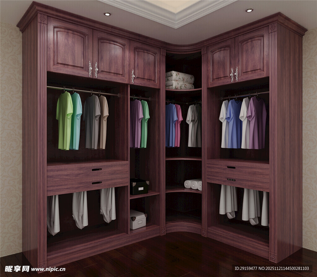 转角木质衣柜衣物收纳佳