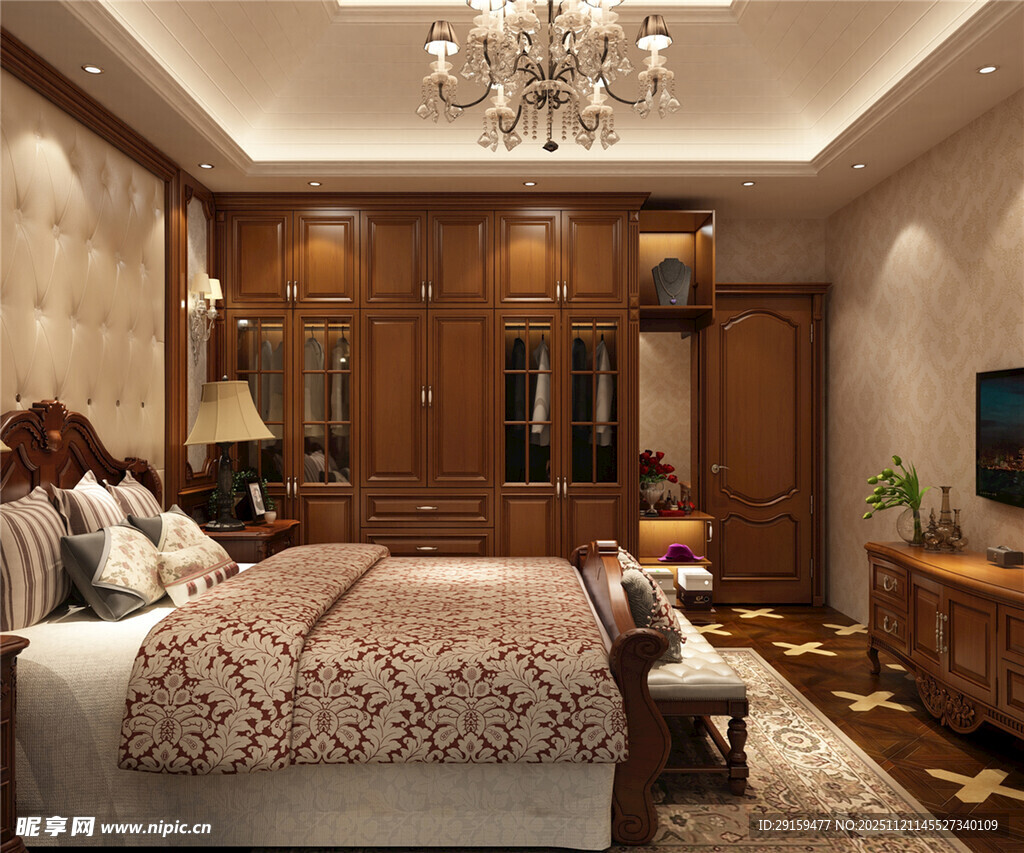 豪华中式风格卧室展示