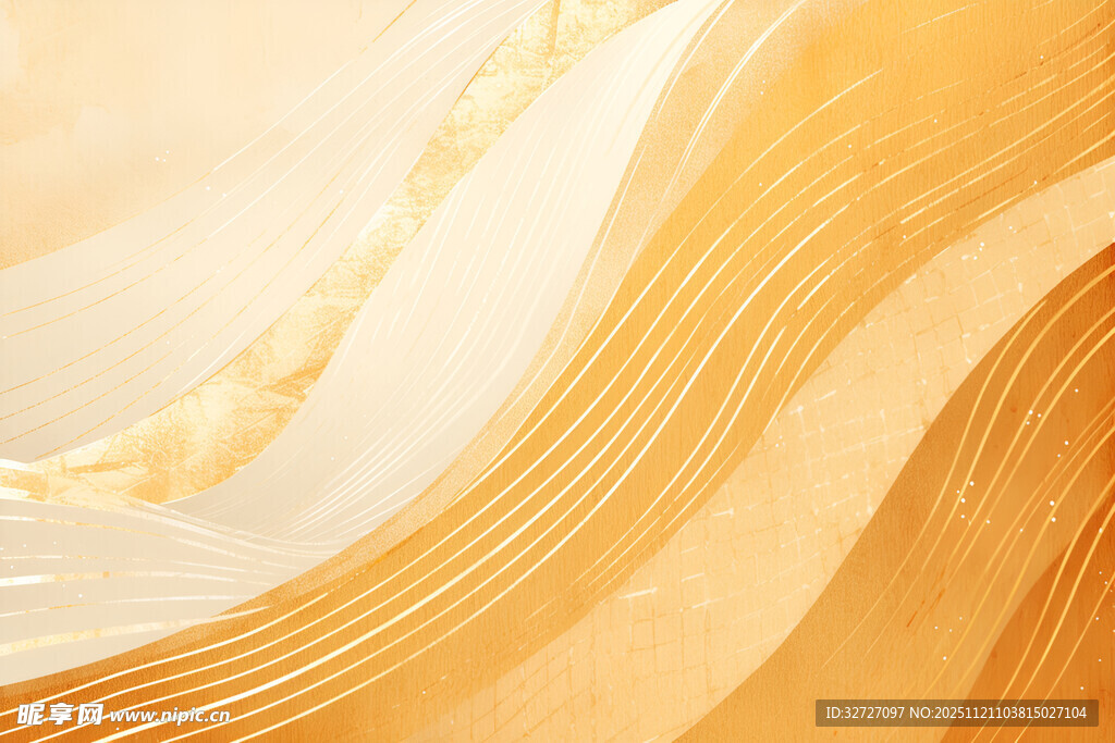 金色流动线条抽象背景图