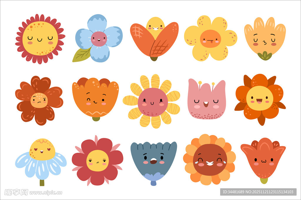 卡通表情花朵
