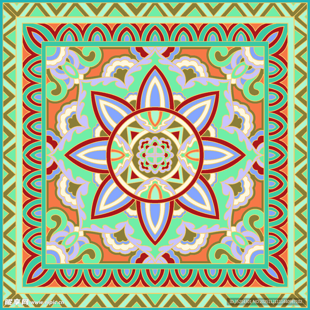 多彩民族风几何花纹图案
