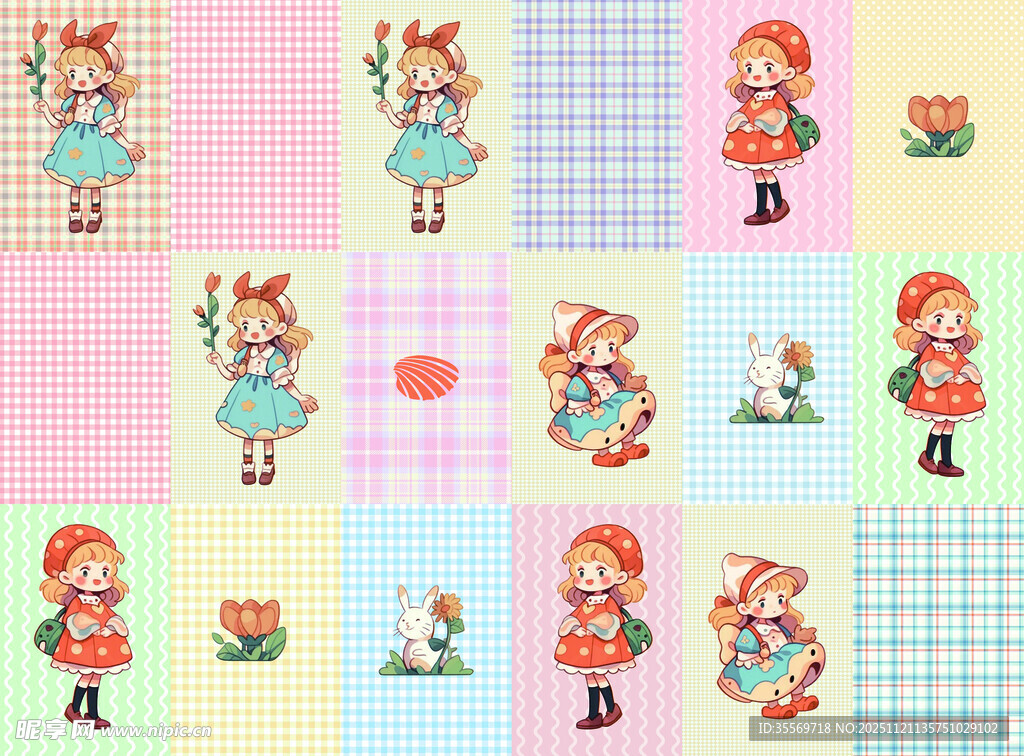 可爱卡通女孩图案集合