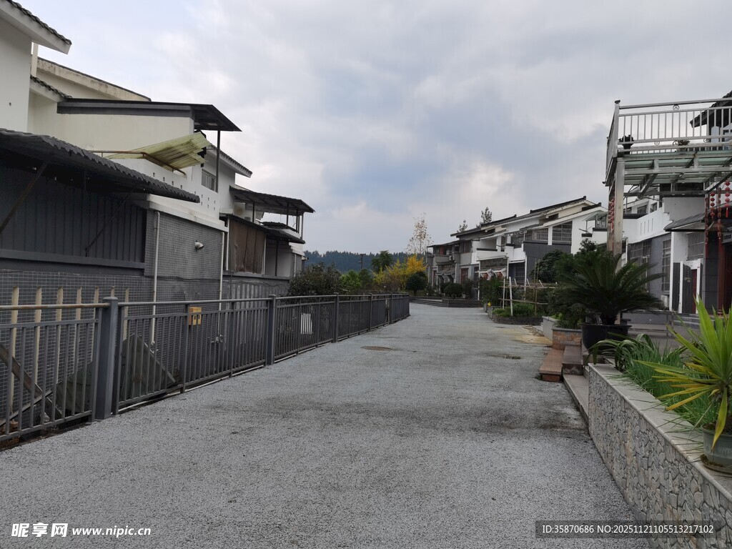 宁静住宅区的空旷巷道