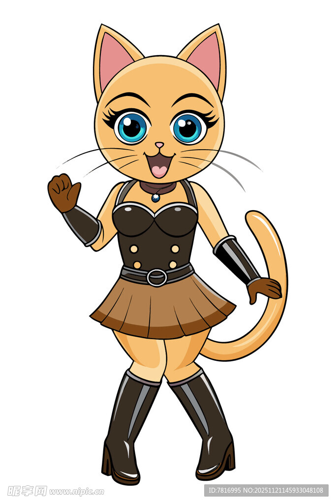 时尚装扮的卡通猫咪