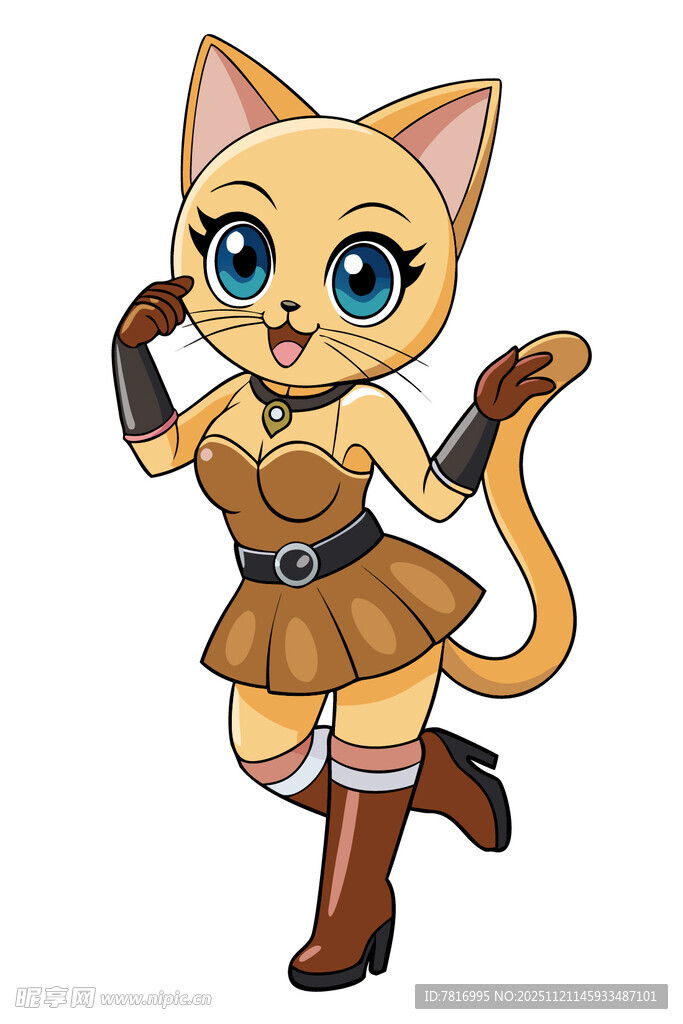 可爱猫咪女孩活力奔跑