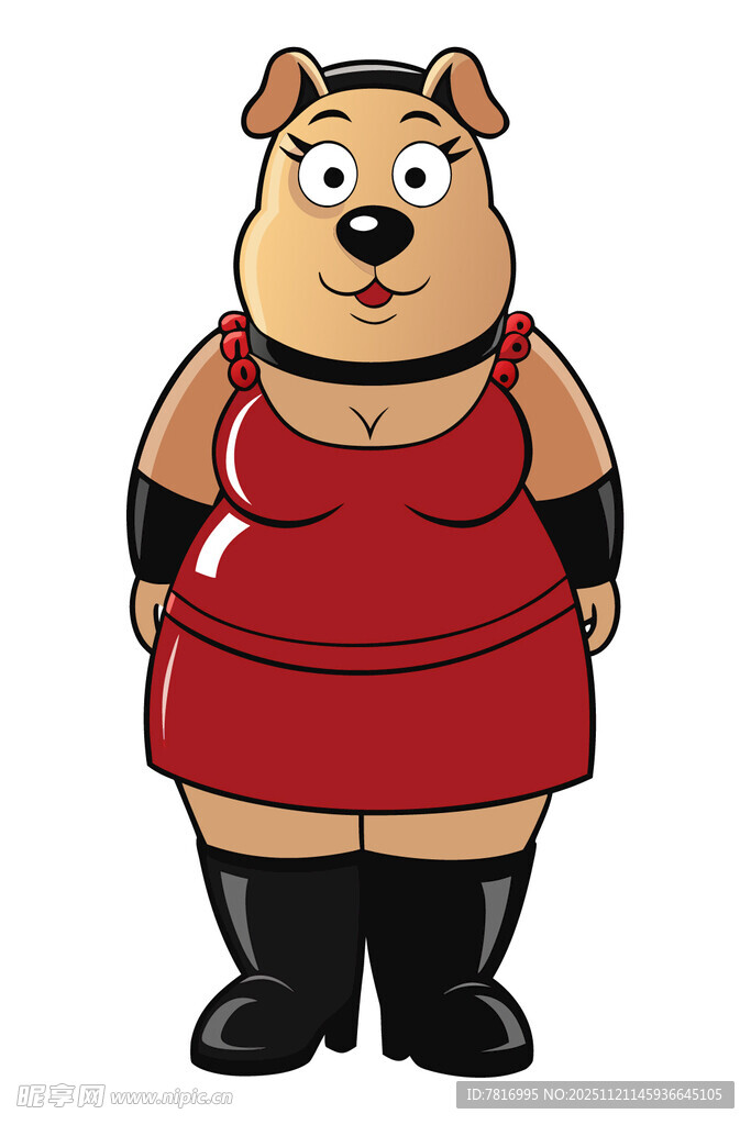 穿红裙的卡通狗狗