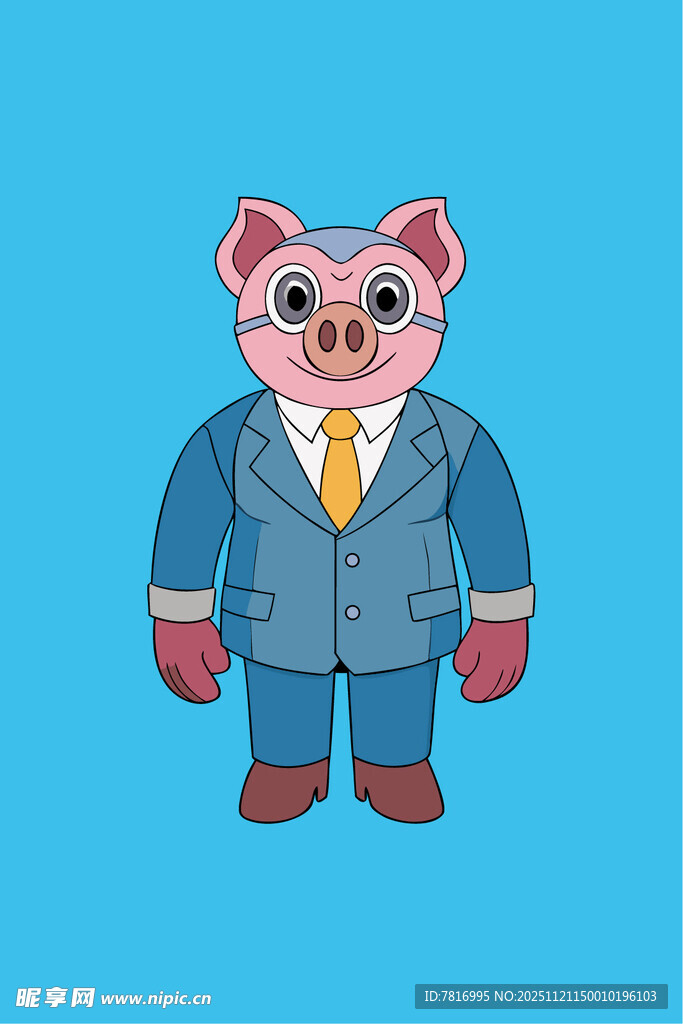 穿西装的卡通小猪