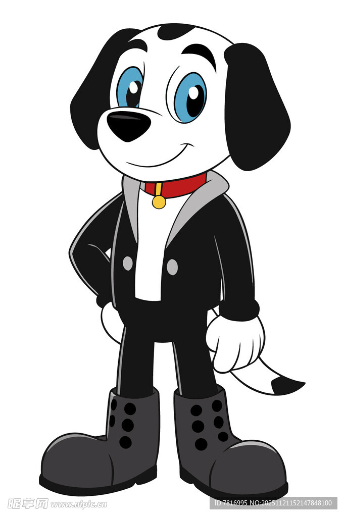 穿西装的可爱卡通小狗