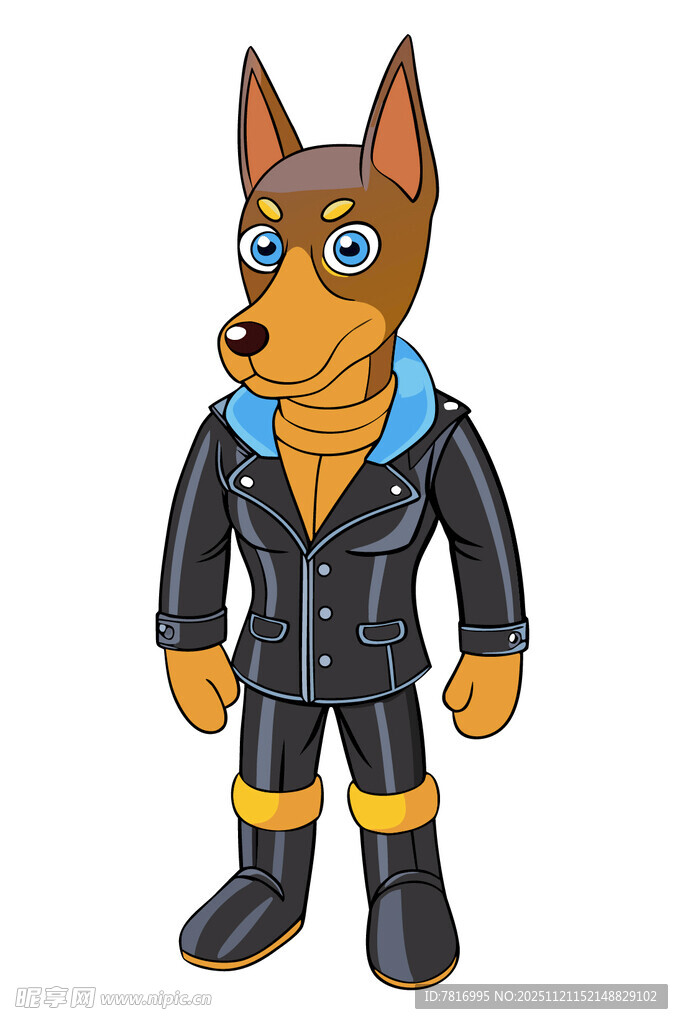 穿皮衣的卡通狗狗形象