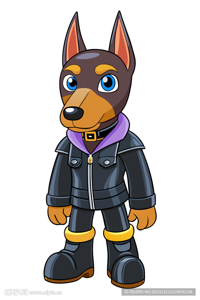 穿皮衣的卡通小狗形象