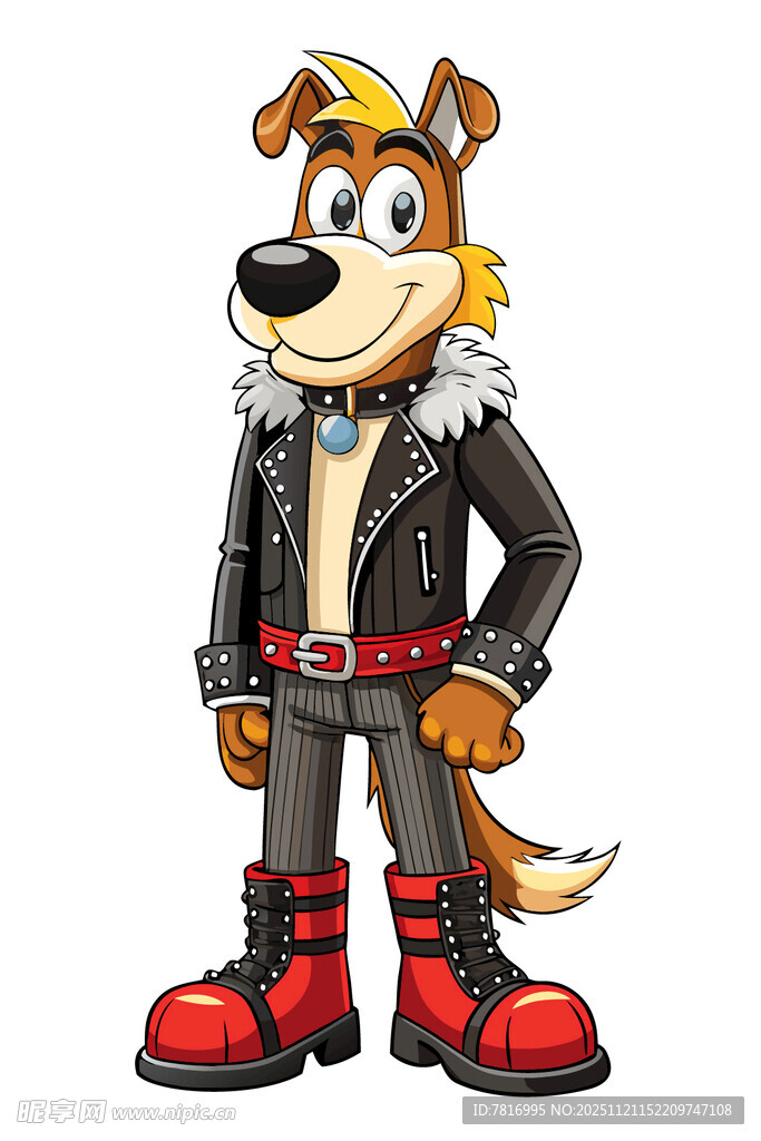 穿皮衣的卡通狗狗形象