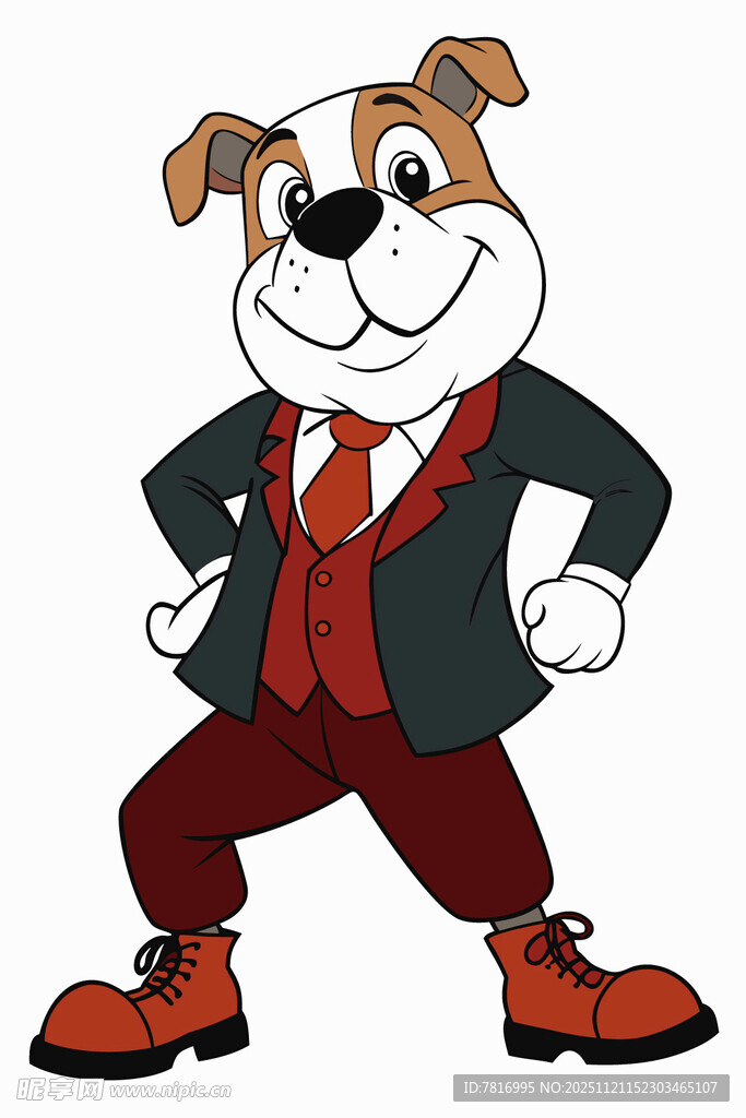 穿着西装的可爱卡通小狗