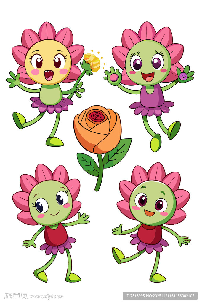 可爱花朵卡通形象集合