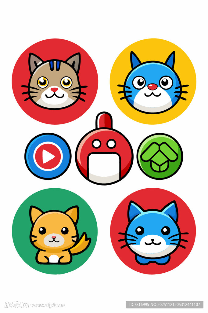 可爱卡通动物图标集合