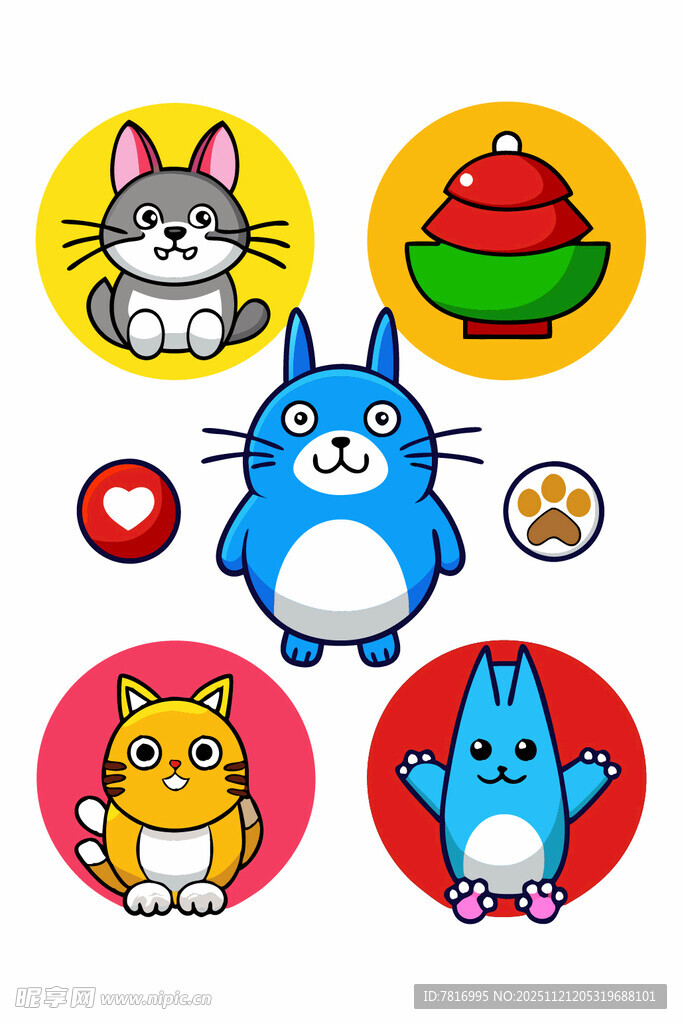 可爱卡通动物形象图标