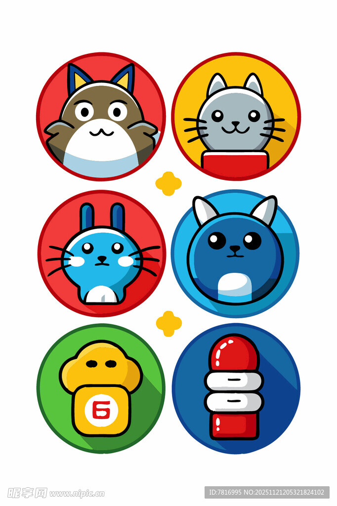 可爱卡通动物与物品图标