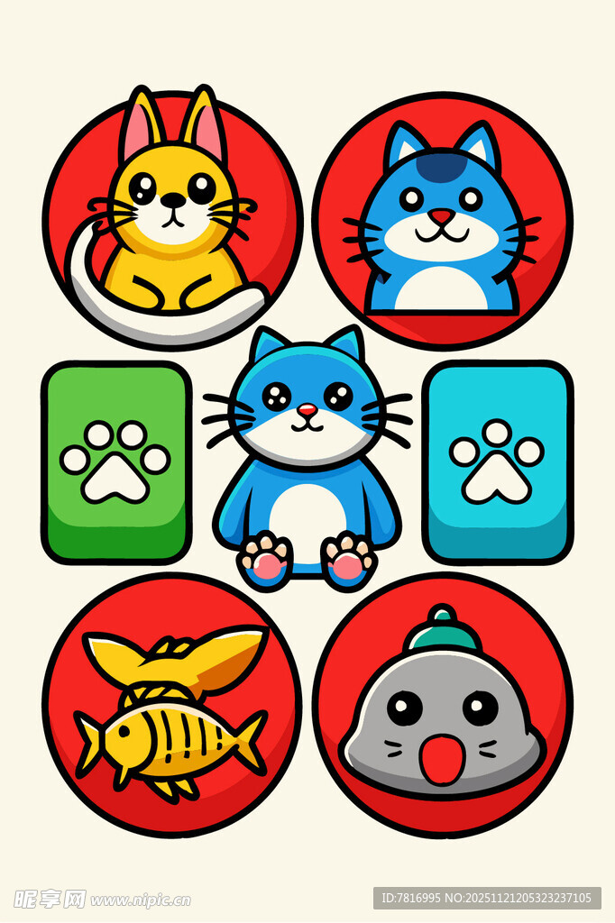 可爱猫咪主题图标集合