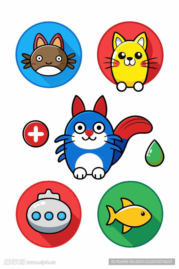 可爱卡通动物图标集合