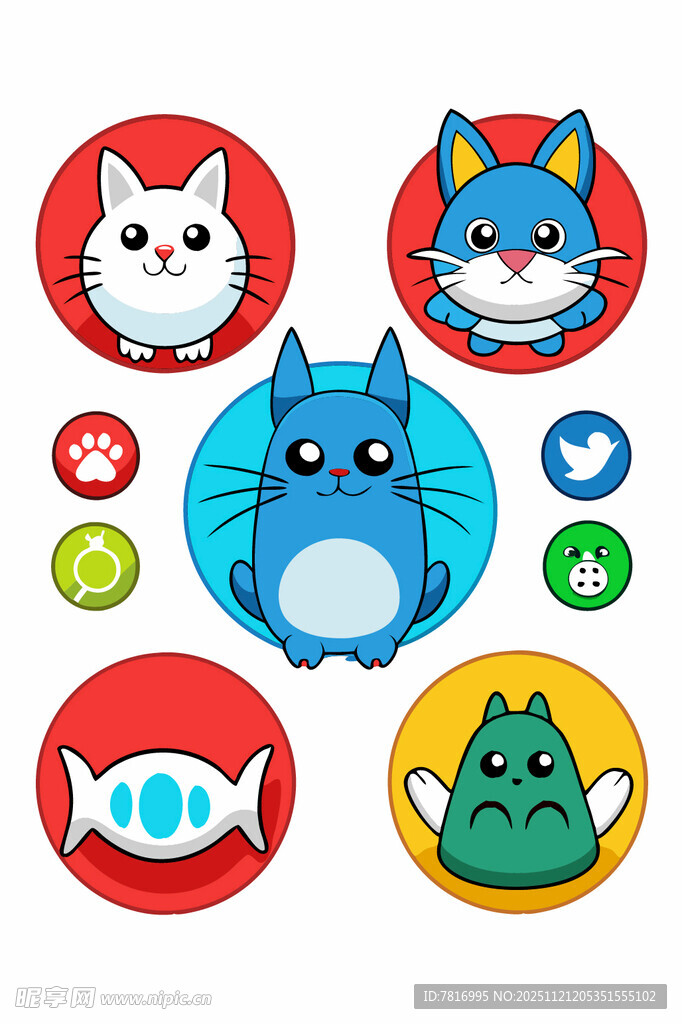 可爱动物卡通贴纸集合
