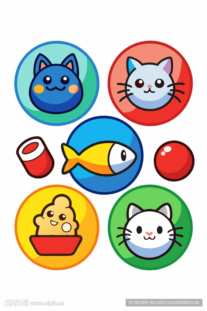 可爱猫咪主题卡通图标