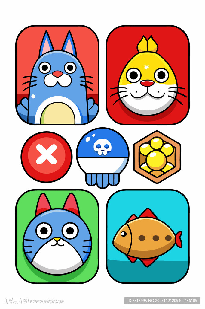 可爱动物主题图标集合
