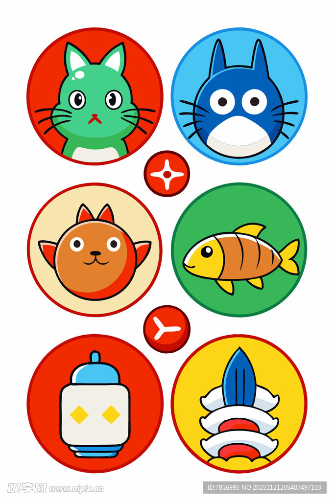 可爱动物与物品主题图标集