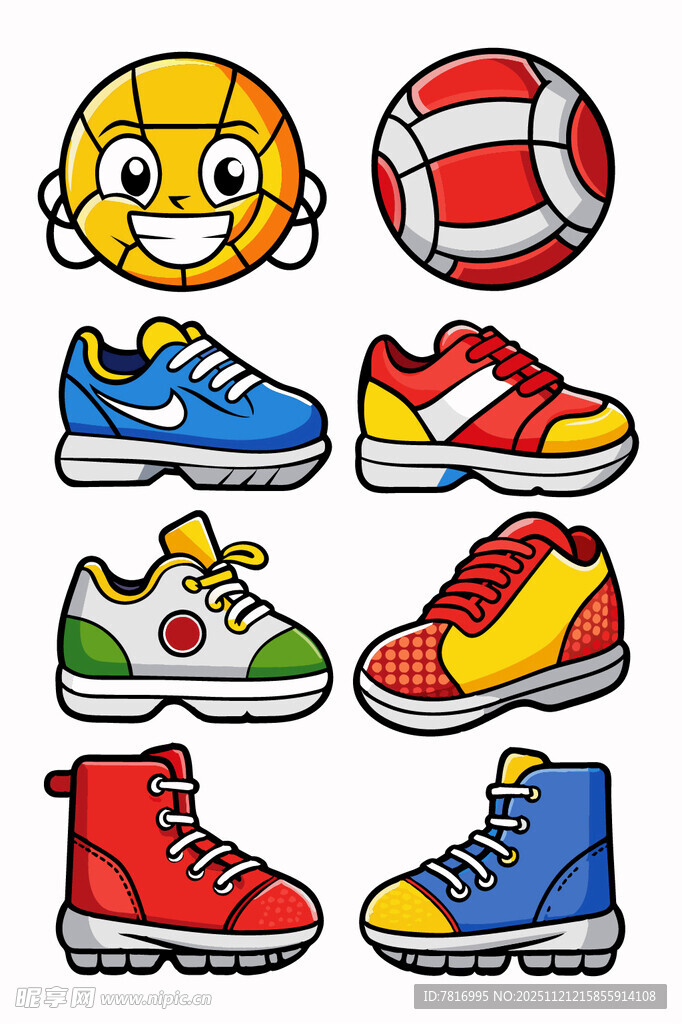 多彩运动球类与鞋类集合