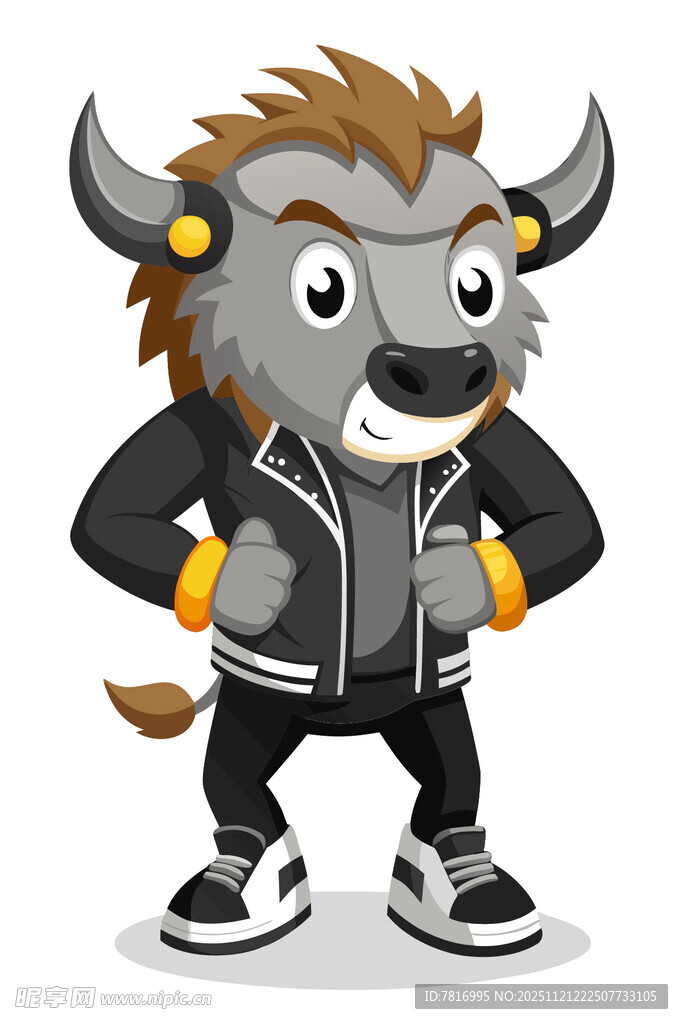 时尚野牛卡通形象
