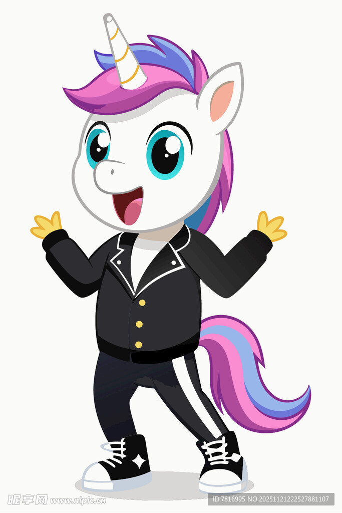 独角兽穿夹克欢快起舞