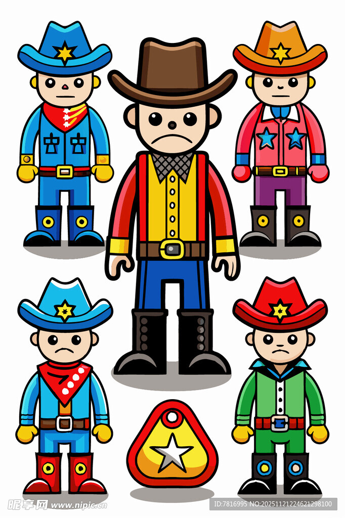 多彩牛仔玩偶展示