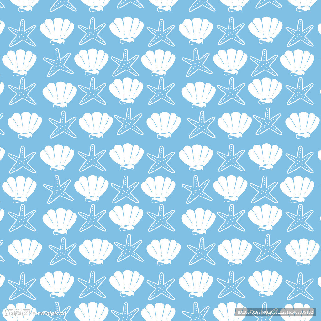 蓝色底白色云朵花纹图案