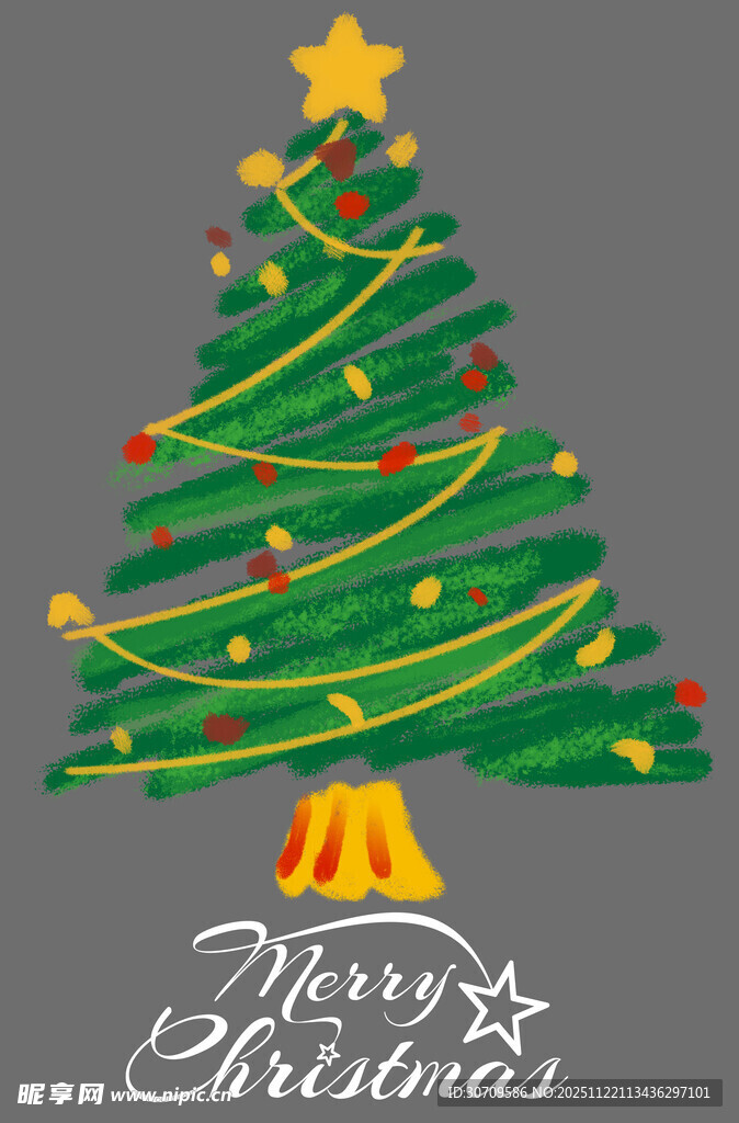 手绘圣诞树贺圣诞